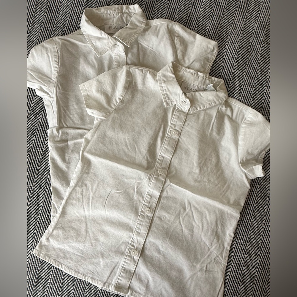 The Children’s Place Girls White Button-Up School Shirts (2-Pack) | Size 5/6